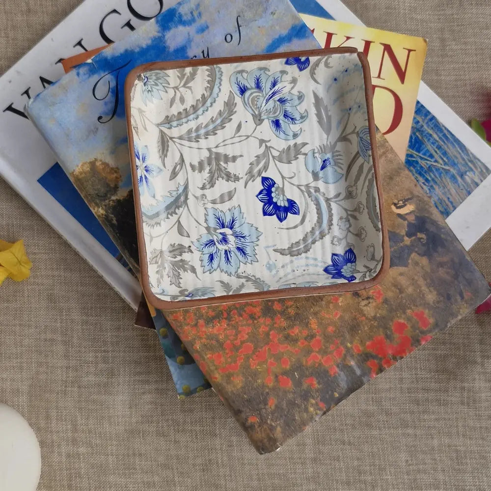 Decoupage Square plate | Blue The confetti tree