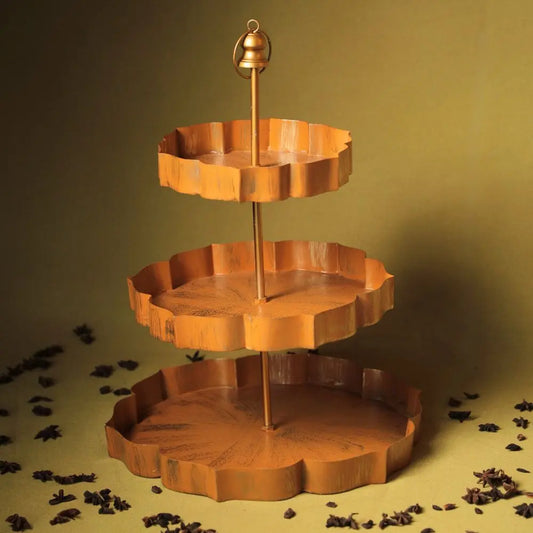 Handcrafted Lotus-Inspired 3-Tier Metal Stand The confetti tree
