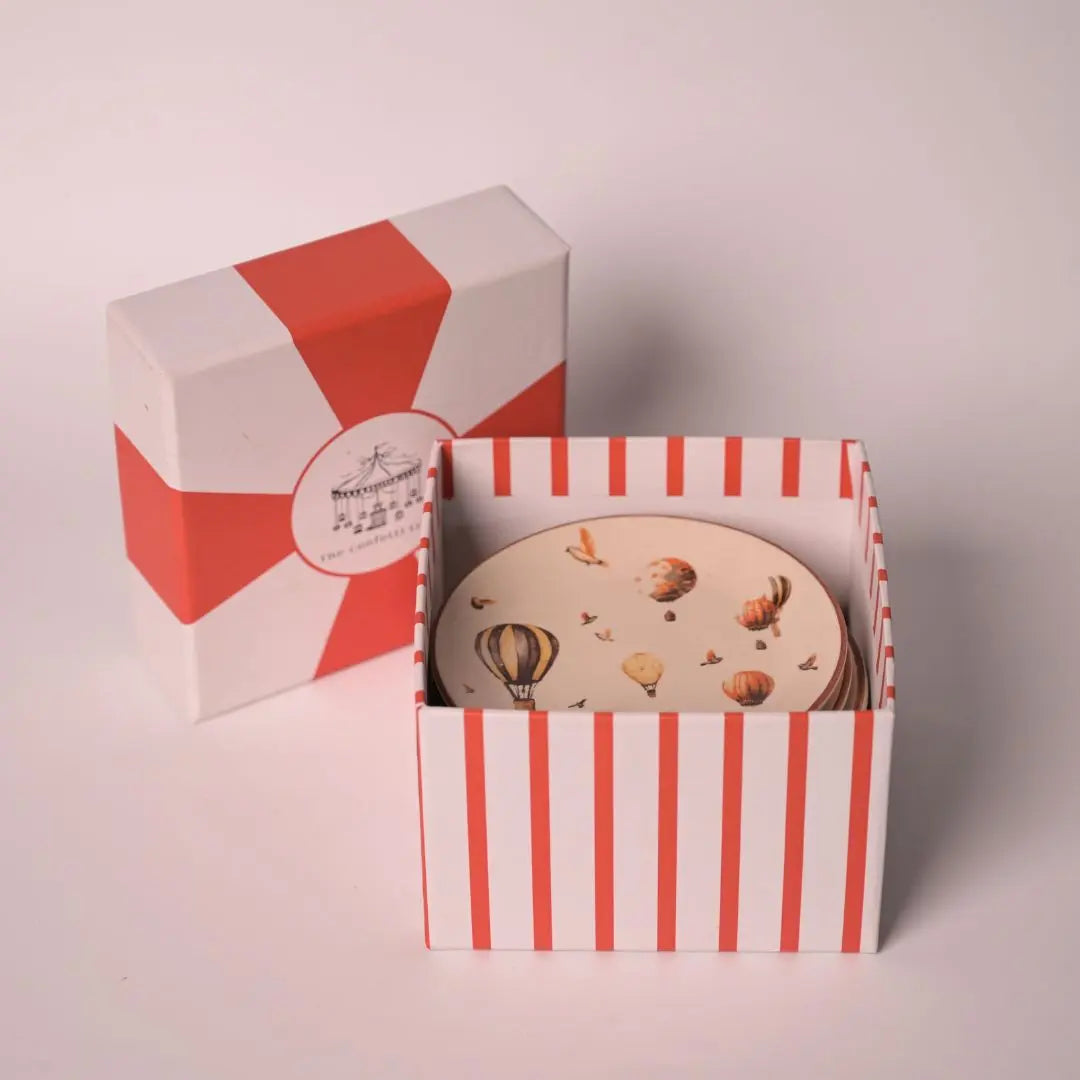 Hot Air Balloon Ceramic Tea Plates Gift Set (Set of 4) – Premium Gifting Box | Dessert Plates The confetti tree