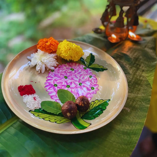 Pure Brass Puja Thali Set | Set of 5 The confetti tree