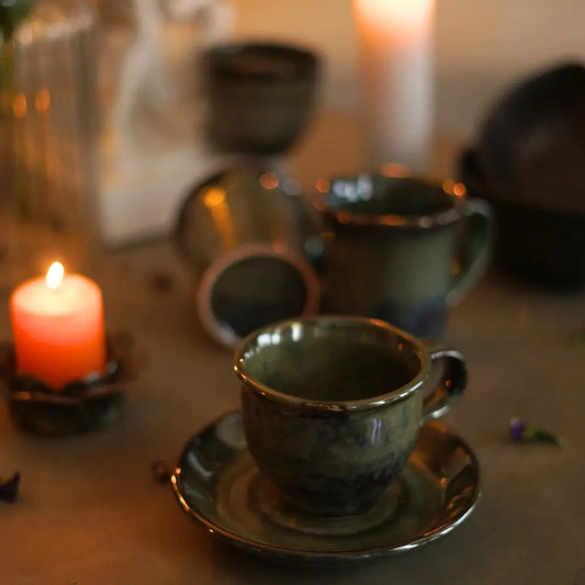 Sage Green Cup & Saucer The confetti Tree
