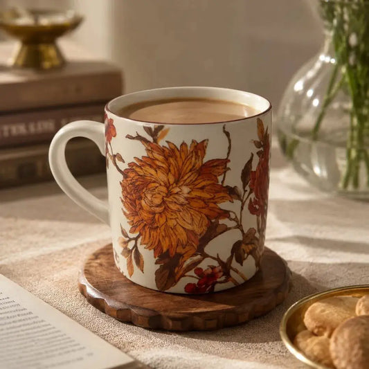 Summer Orchard Floral Ceramic Coffee Mug | Handcrafted Flower Print Tea & Coffee Cup | Vintage Floral Mug for Home & Gifting The confetti tree