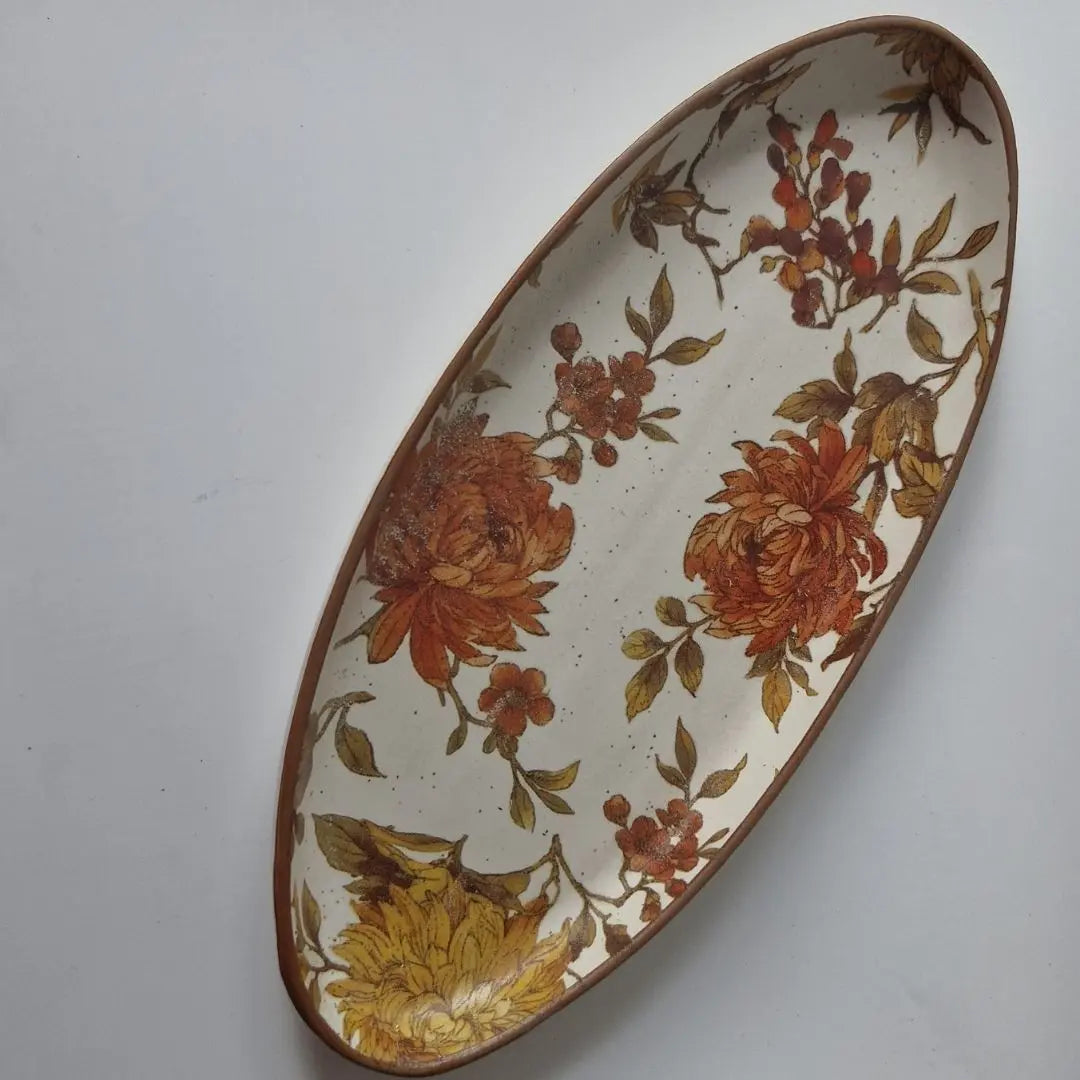 Summer Orchard Stoneware Oval Serving Tray | Floral Ceramic Platter for Appetizers, Snacks & Desserts | Handcrafted Tableware The confetti tree