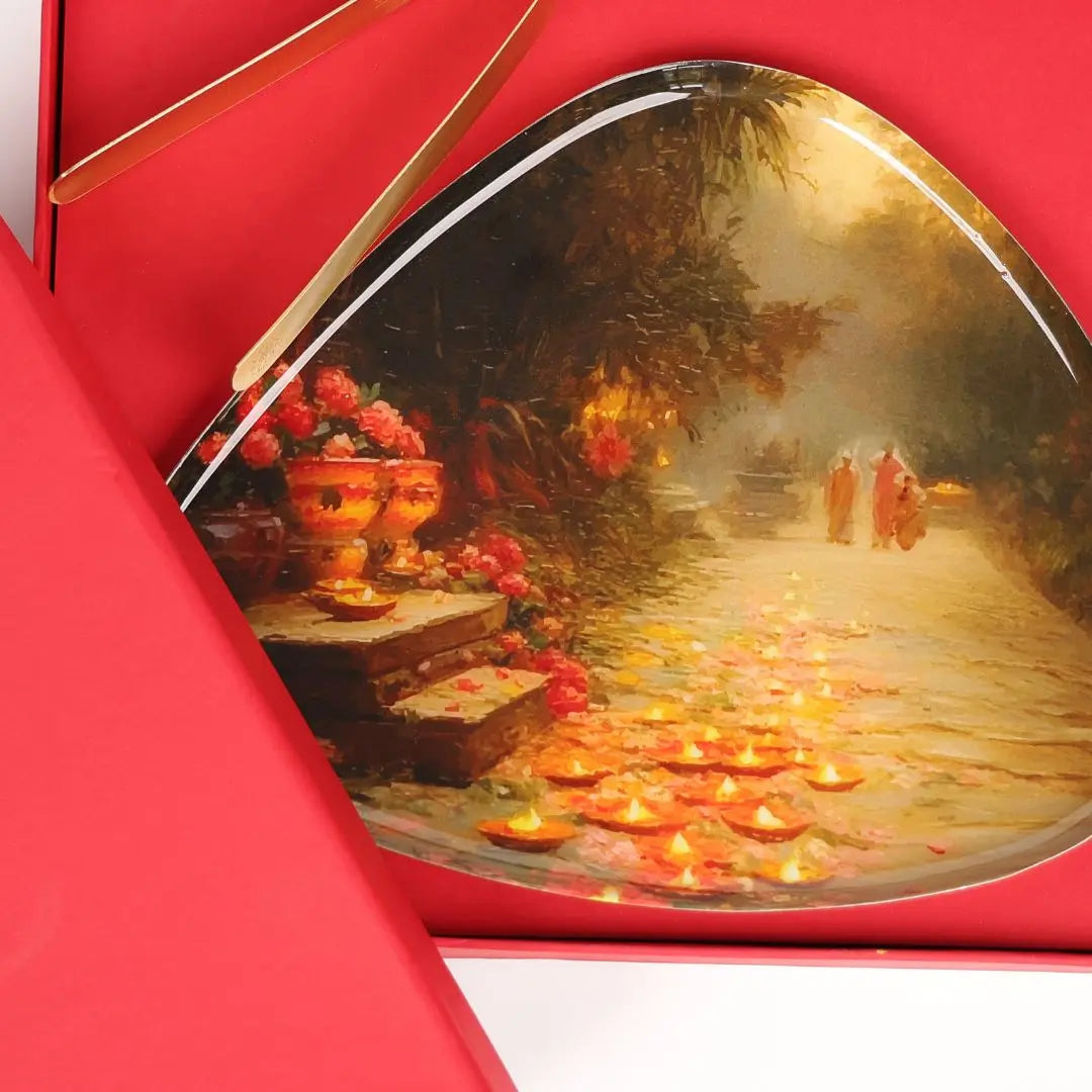 Brass Finish Decorative Tray – Handcrafted Walking street for Serving & Home Décor The confetti tree