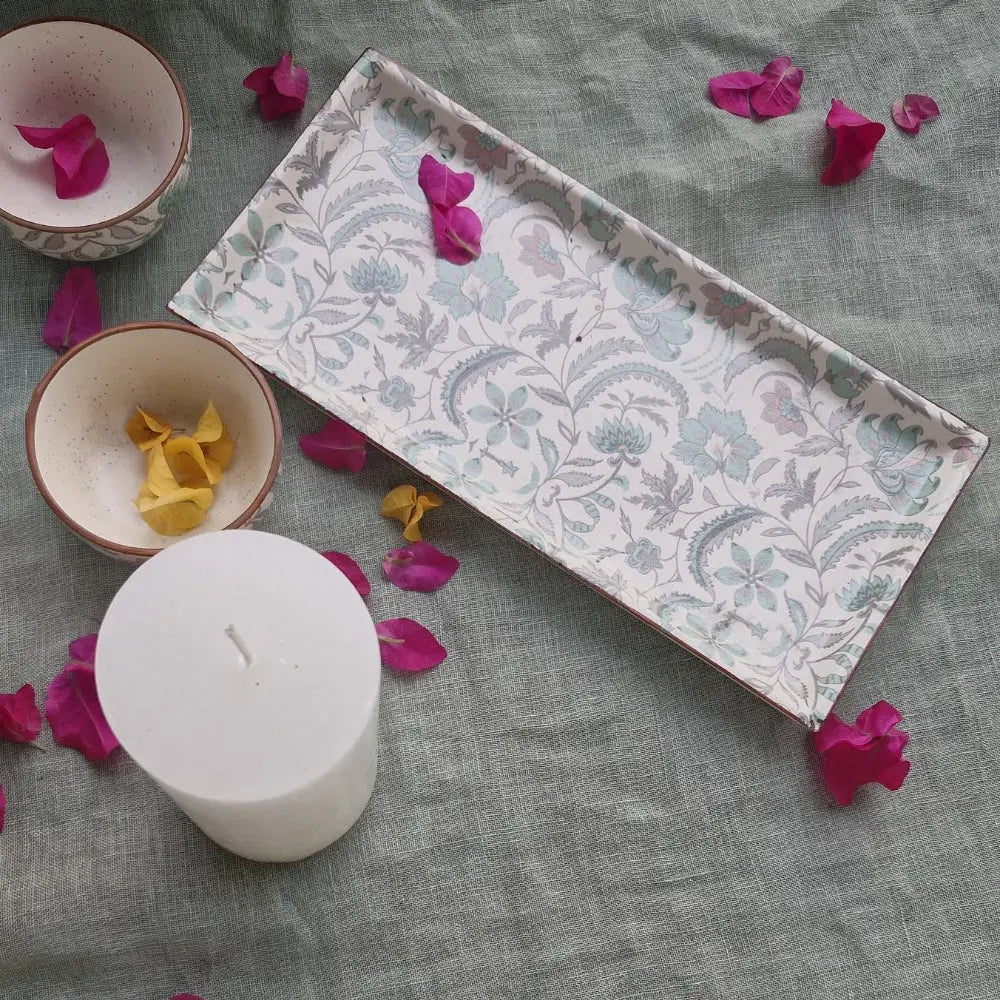 Decoupage rectangle platter | Green The confetti tree
