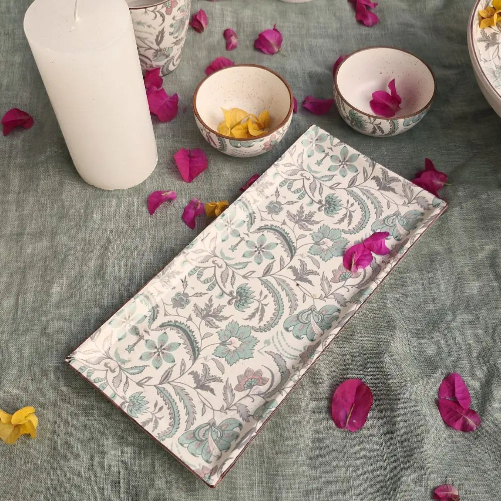 Decoupage rectangle platter | Green The confetti tree