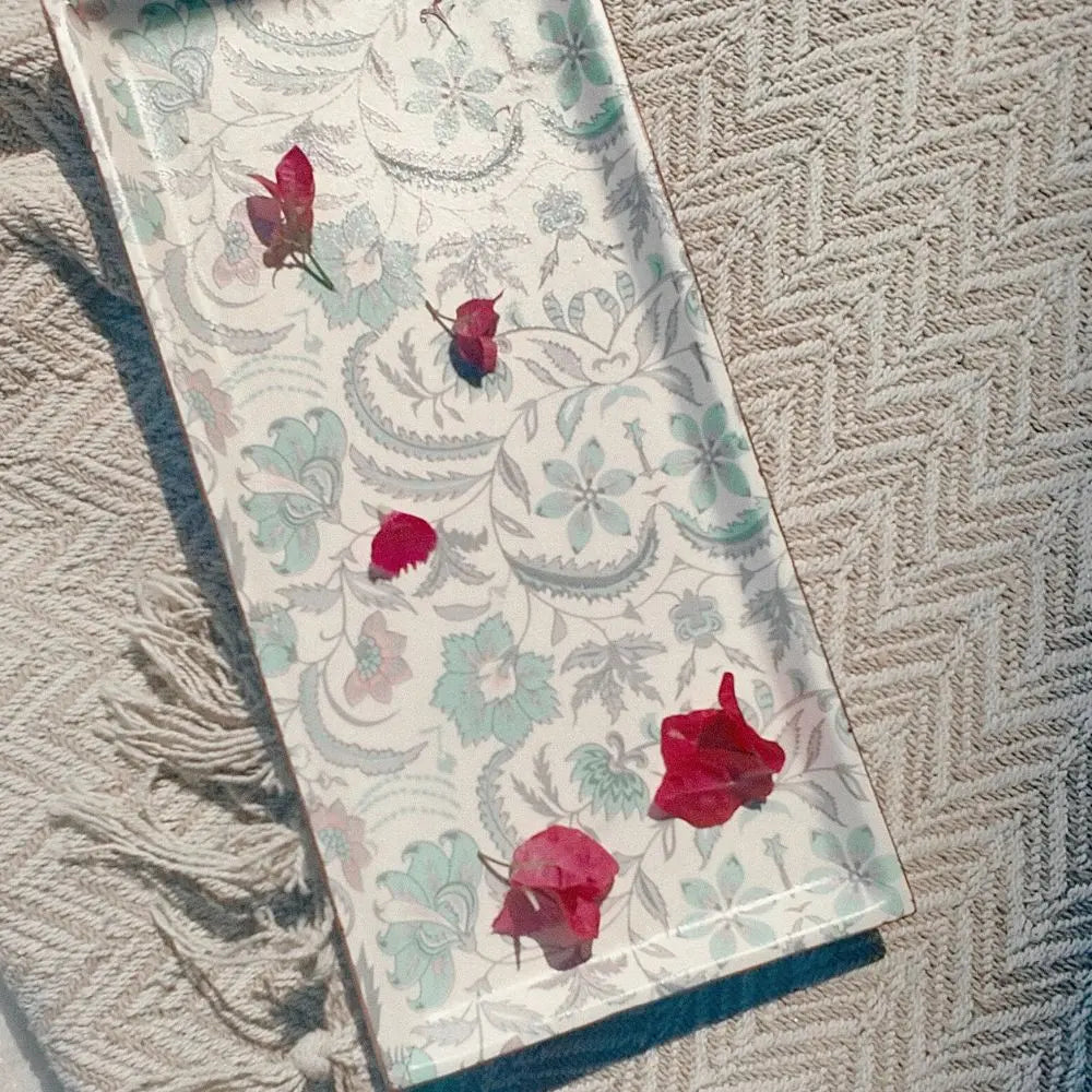 Decoupage rectangle platter | Green The confetti tree