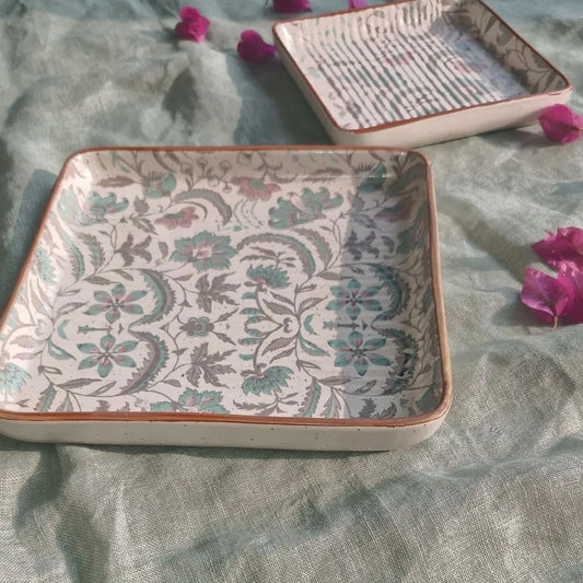 Decoupage square platter | Brown | 8 inches The confetti tree