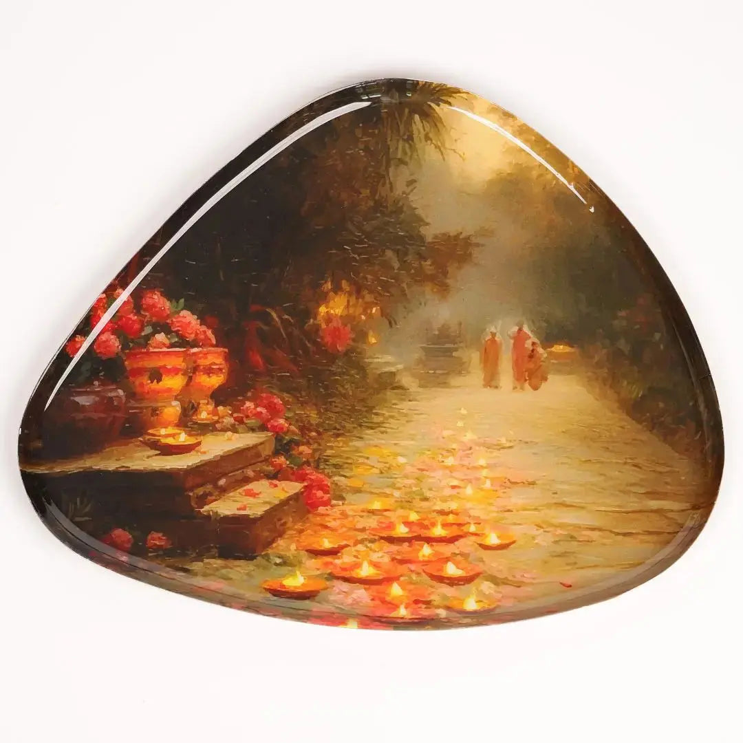 Brass Finish Decorative Tray – Handcrafted Walking street for Serving & Home Décor The confetti tree