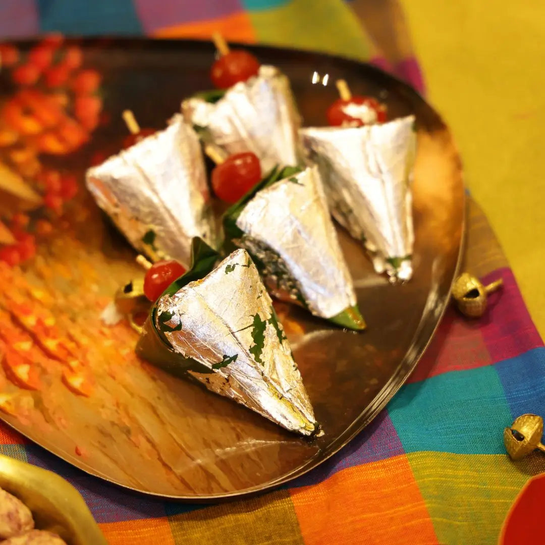 Diwali Gift Set – Coastal Reverie Stainless Steel Plate with Brass Tong for Festive Hosting & Gifting The confetti tree