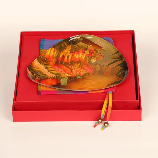 Diwali Gift Set – Coastal Reverie Stainless Steel Serving Plate (10x8 inches) for Festive Hosting & Gifting The confetti tree