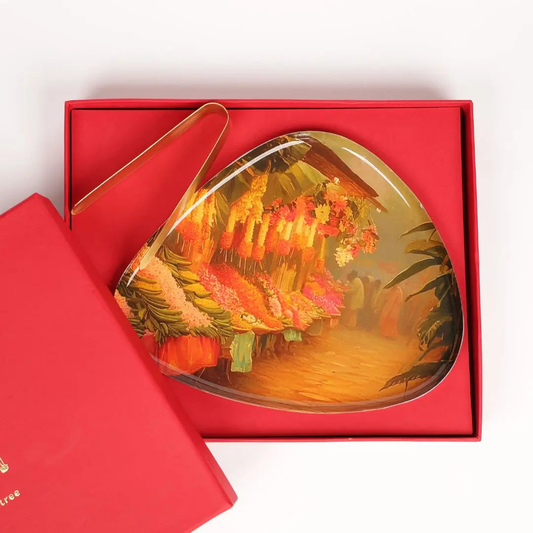 Diwali Gift Set – Coastal Reverie Stainless Steel Serving Plate (10x8 inches) for Festive Hosting & Gifting The confetti tree