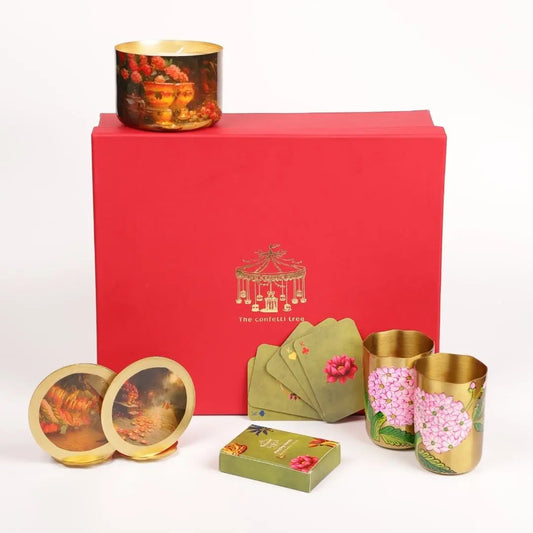 Festive Indian Gift Hamper - Traditional Pure Brass Tumblers Set The confetti tree