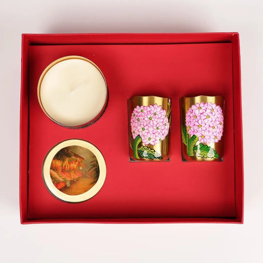 Festive Indian Gift Hamper - Traditional Pure Brass Tumblers Set The confetti tree