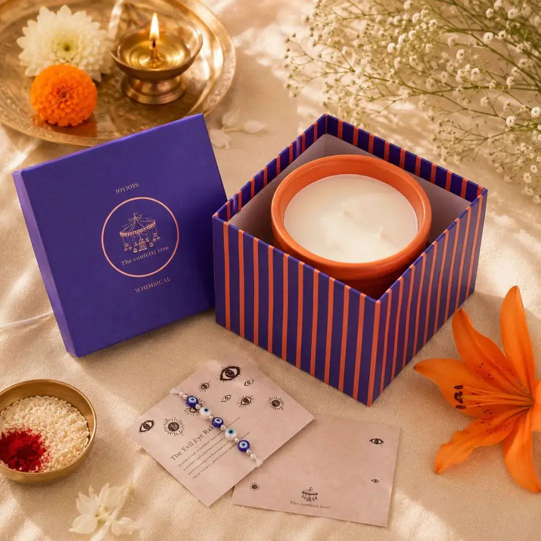Flame of light Rakhi Box | Orange The confetti tree