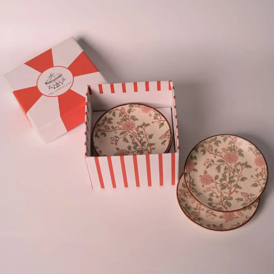 Floral Ceramic Tea Plates Gift Set (Set of 4) – Vintage Rose Dessert Plates in Premium Gifting Box The confetti tree