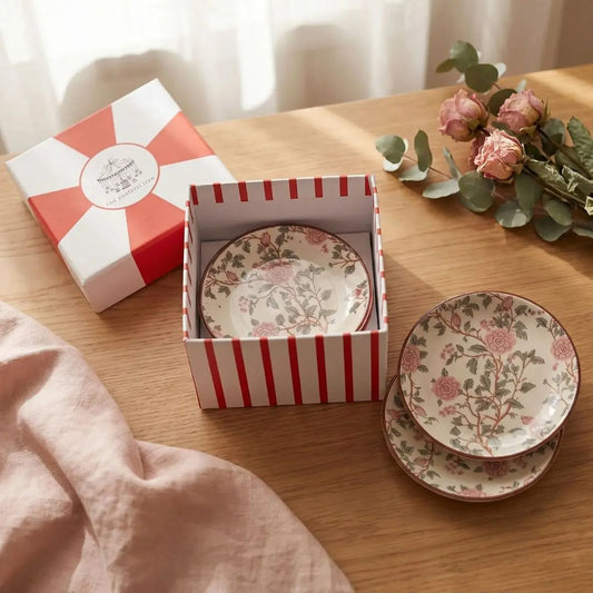 Floral Ceramic Tea Plates Gift Set (Set of 4) – Vintage Rose Dessert Plates in Premium Gifting Box The confetti tree