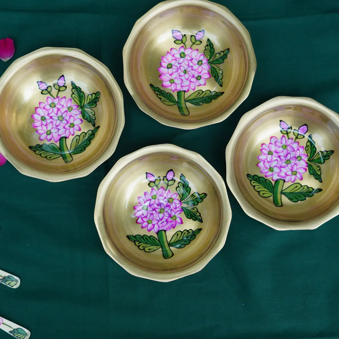 Gulabi Bloom Brass Bowl | Handpainted The confetti tree