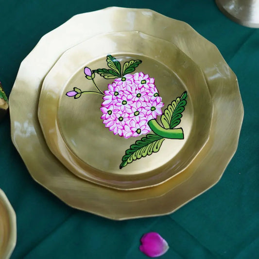 Gulabi Bloom Brass Platter | 9 inches The confetti tree