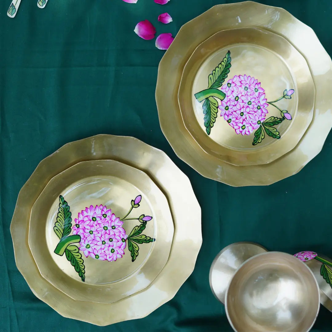 Gulabi Bloom Brass Starter Plate | 6 Inches The confetti tree