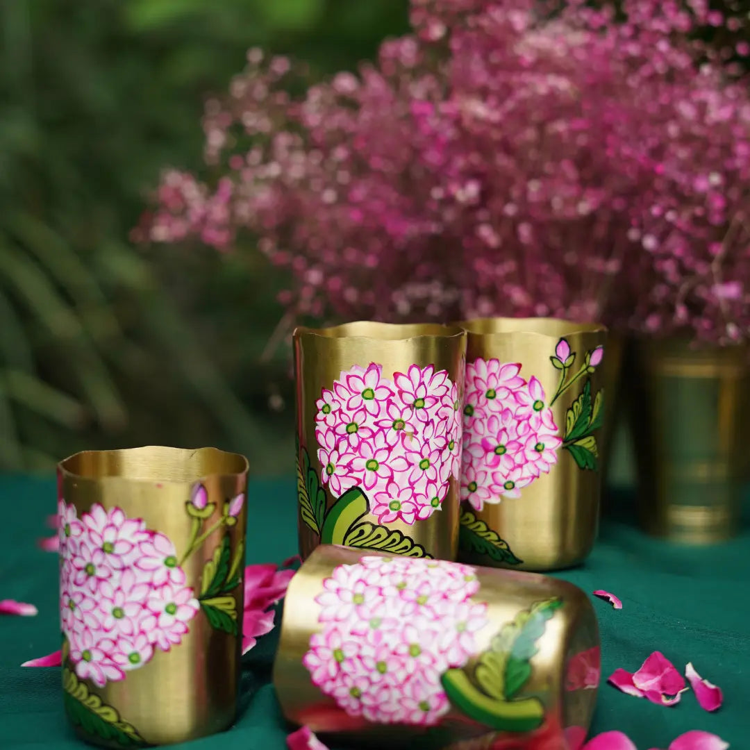 Gulabi Bloom Brass Tumbler The confetti tree