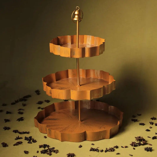 Handcrafted Lotus-Inspired 3-Tier Metal Stand The confetti tree