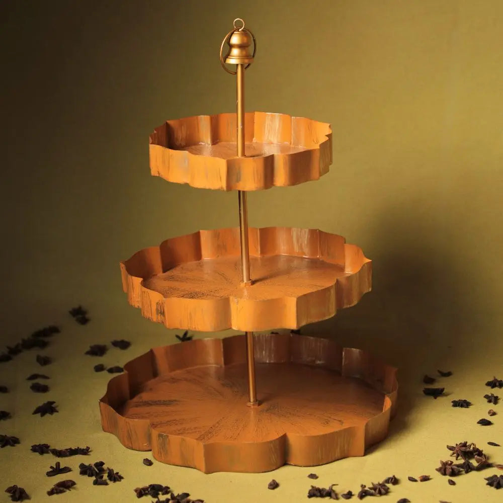 Handcrafted Lotus-Inspired 3-Tier Metal Stand The confetti tree