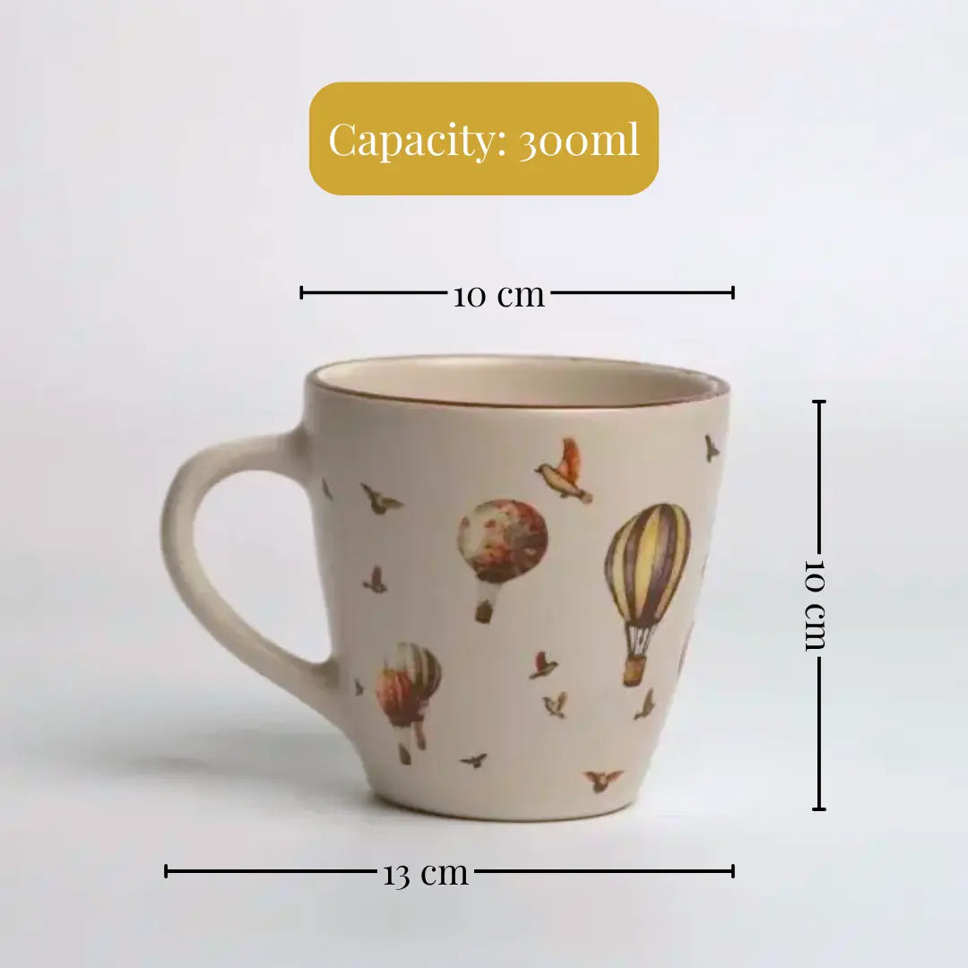 Hot Air Balloon Ceramic Mug Set – Whimsical Vintage Tea & Coffee Cups (Set of 2) The confetti tree