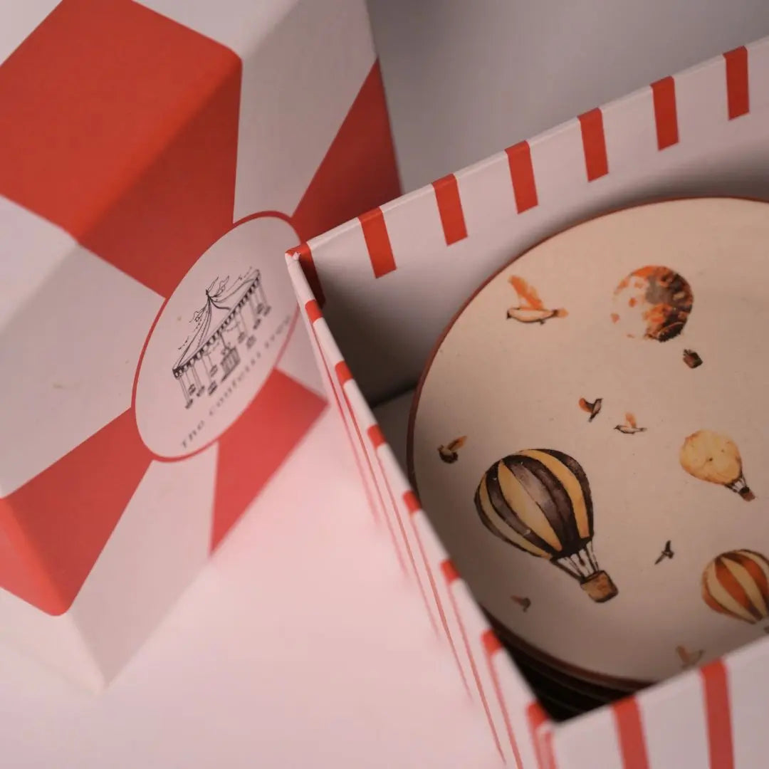 Hot Air Balloon Ceramic Tea Plates Gift Set (Set of 4) – Premium Gifting Box | Dessert Plates The confetti tree
