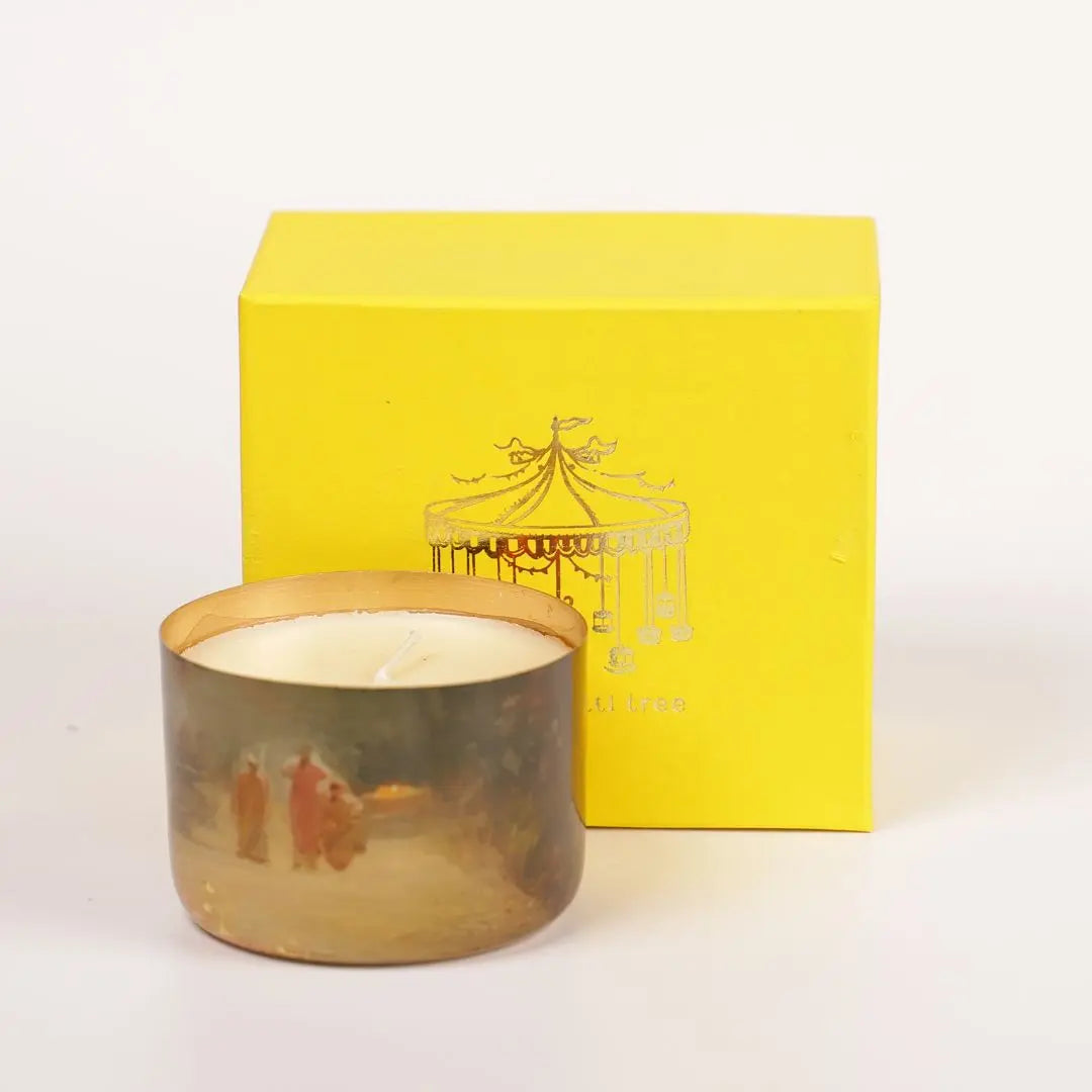 Luxury Brass Finish Soy Wax Candle – Handcrafted Decorative Jar Candle for Home & Festive Gifting The confetti tree