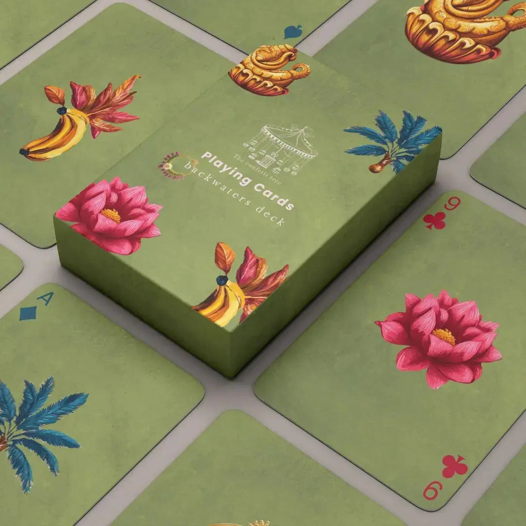 Playing Cards – Backwaters Deck| Set of 2 | Premium Coastal Inspired Collectible Card Game for Gifting & Home Entertainment The confetti tree