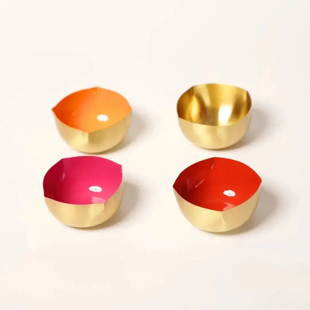 Diwali Gift Set – Coastal Reverie Pure Brass Diya Set of 4 for Festive Decor & Gifting The confetti tree