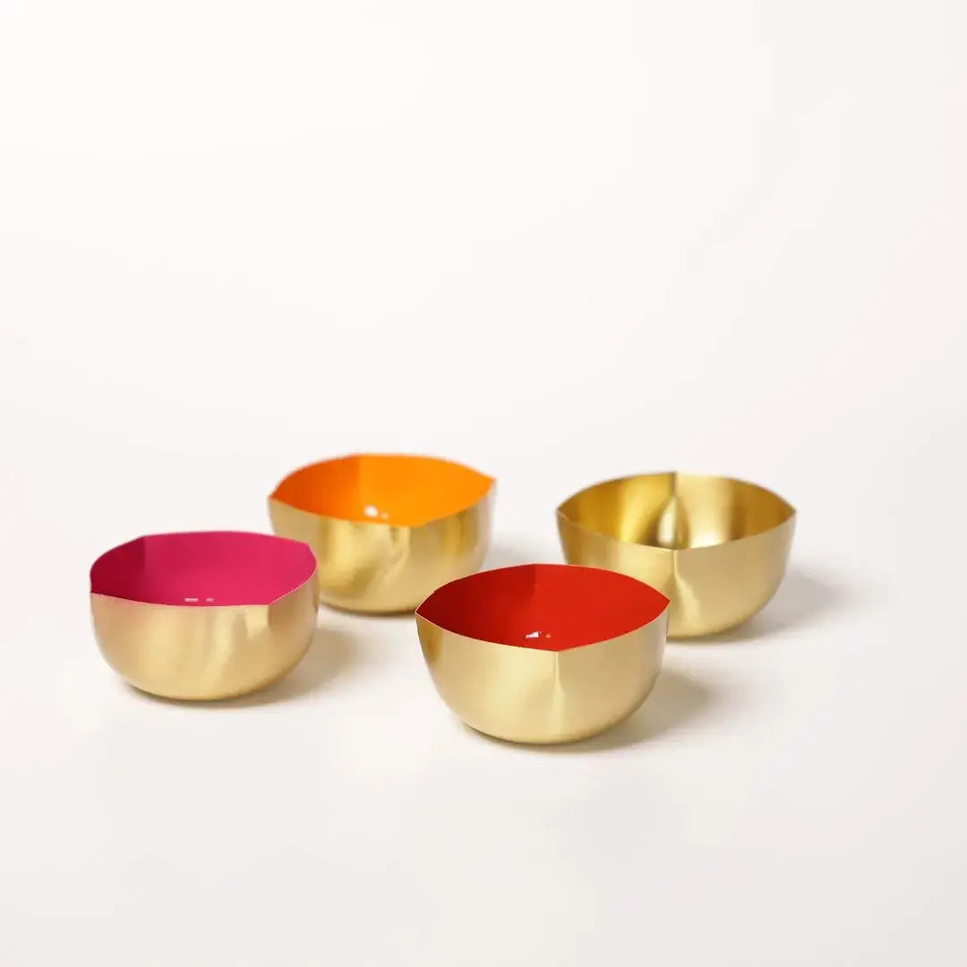 Diwali Gift Set – Coastal Reverie Pure Brass Diya Set of 4 for Festive Decor & Gifting The confetti tree
