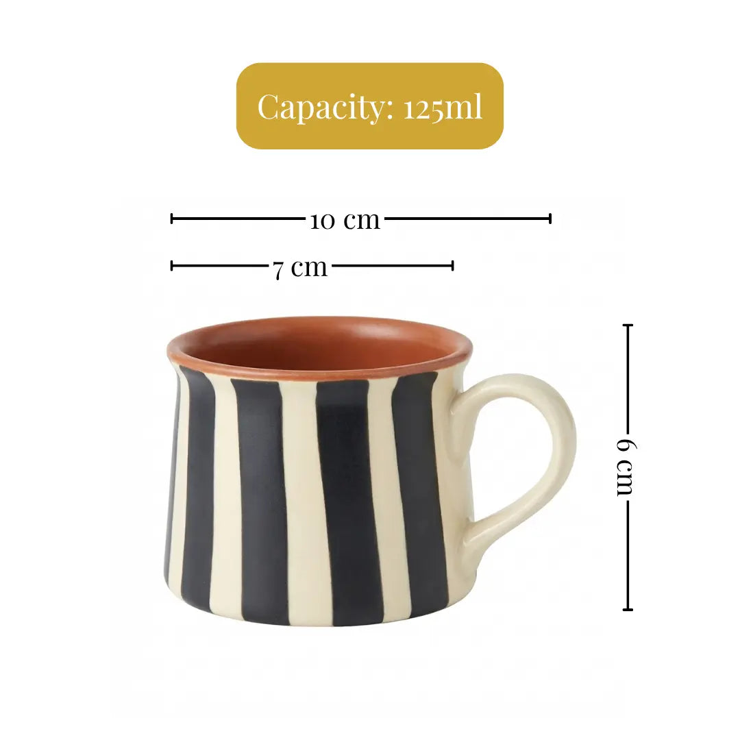 Midnight Stripe Terracotta Coffee Mug – Handcrafted Ceramic Cup for Everyday Luxe The confetti tree