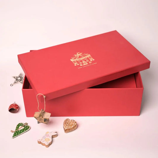 Premium Red Rigid Gift Box With Lid – Luxury Packaging Box for Gifting | Festive Hamper Box | The Confetti Tree The confetti tree