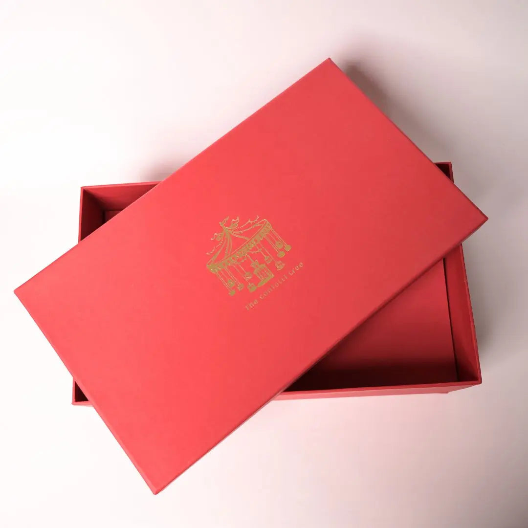 Premium Red Rigid Gift Box With Lid – Luxury Packaging Box for Gifting | Festive Hamper Box | The Confetti Tree The confetti tree