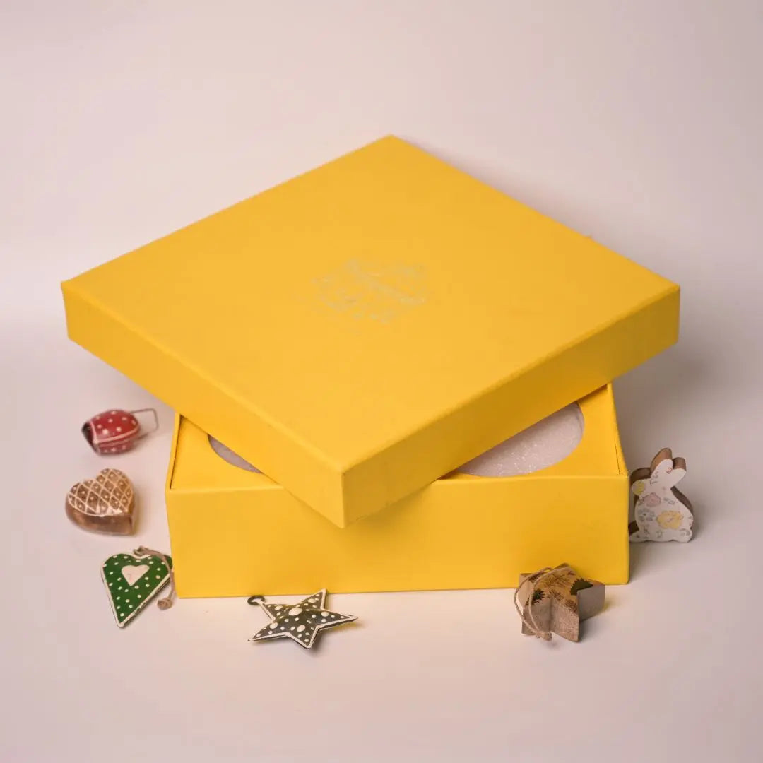 Premium Yellow Rigid Gift Box With Lid – Luxury Packaging Box for Festive Gifting & Hampers | The Confetti Tree The confetti tree