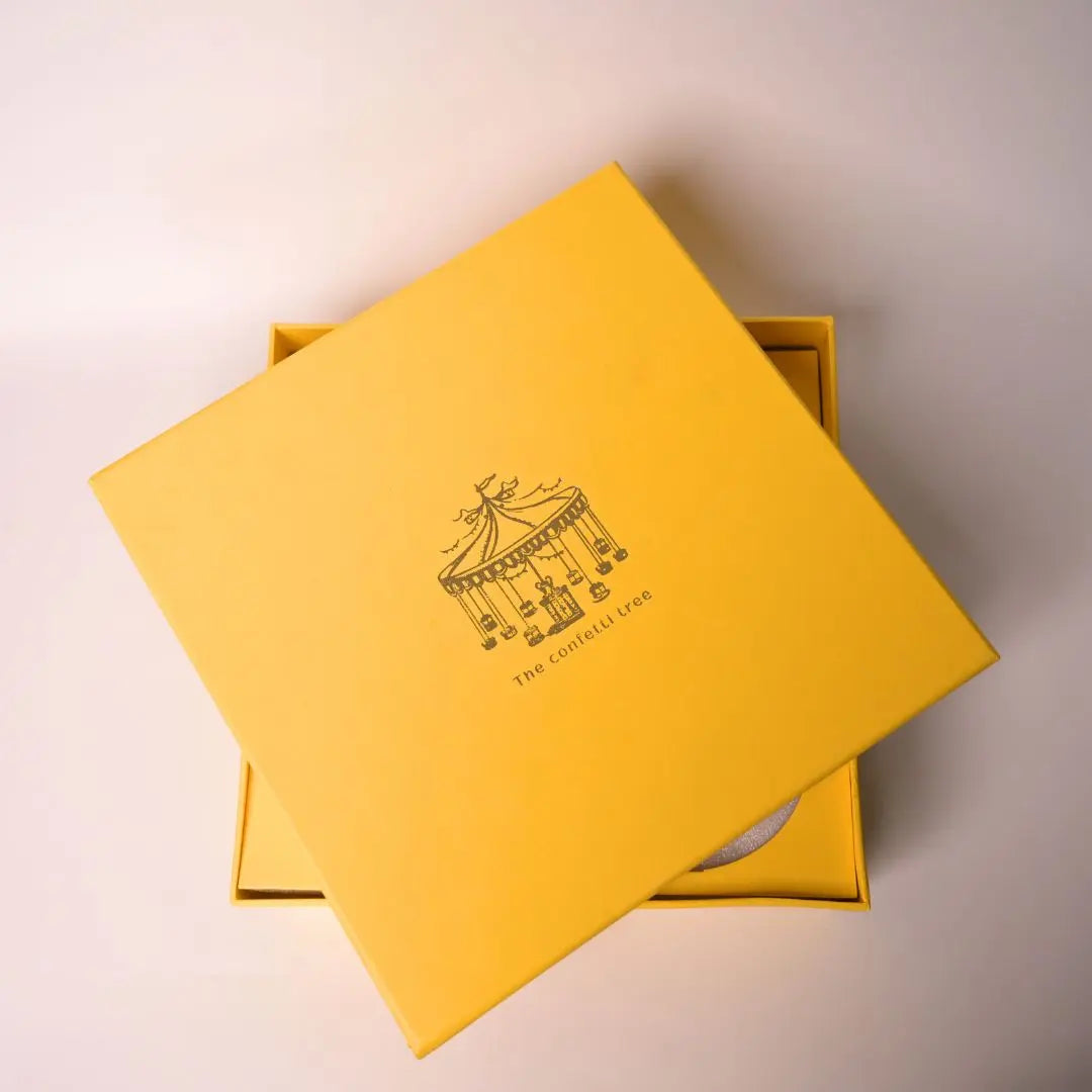 Premium Yellow Rigid Gift Box With Lid – Luxury Packaging Box for Festive Gifting & Hampers | The Confetti Tree The confetti tree