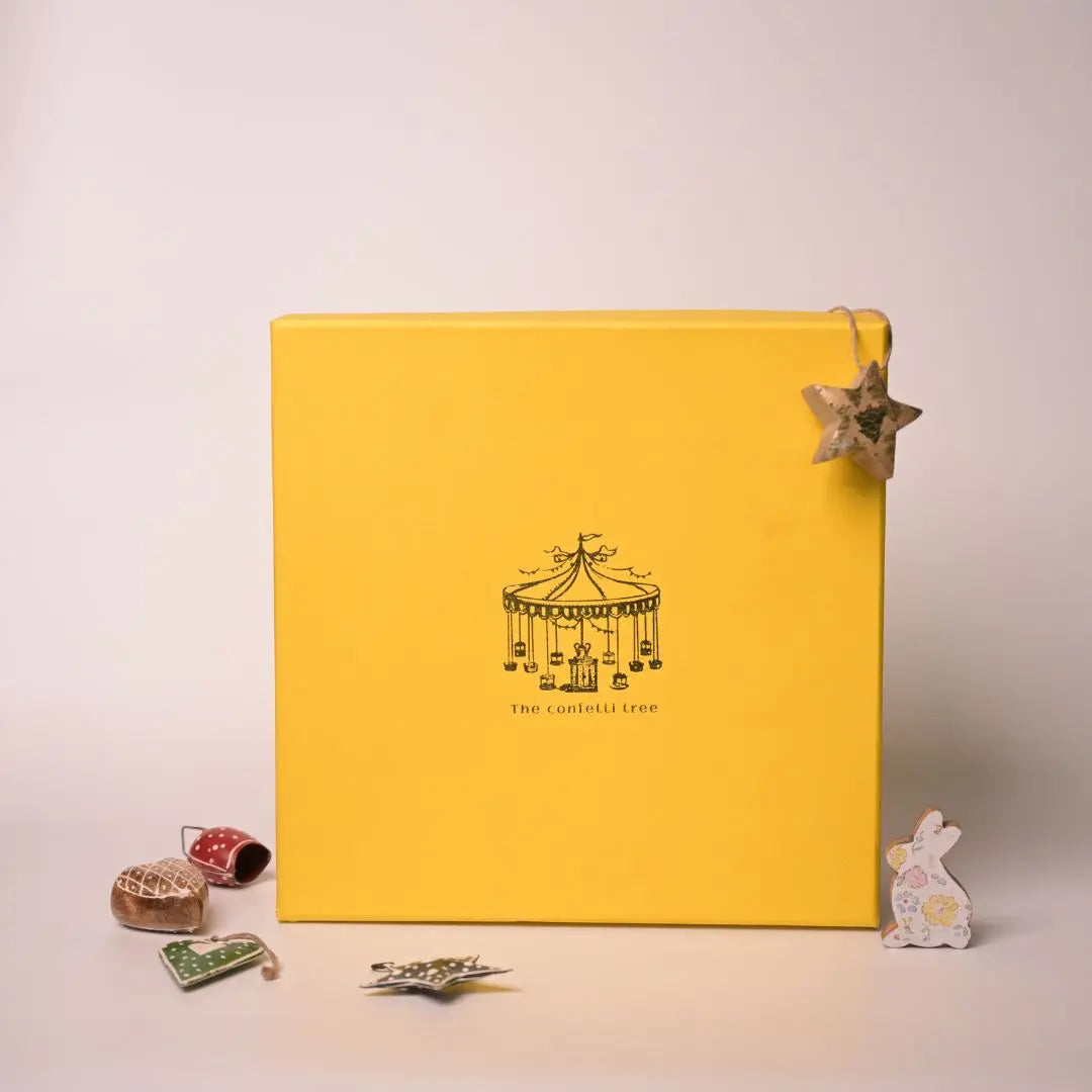 Premium Yellow Rigid Gift Box With Lid – Luxury Packaging Box for Festive Gifting & Hampers | The Confetti Tree The confetti tree