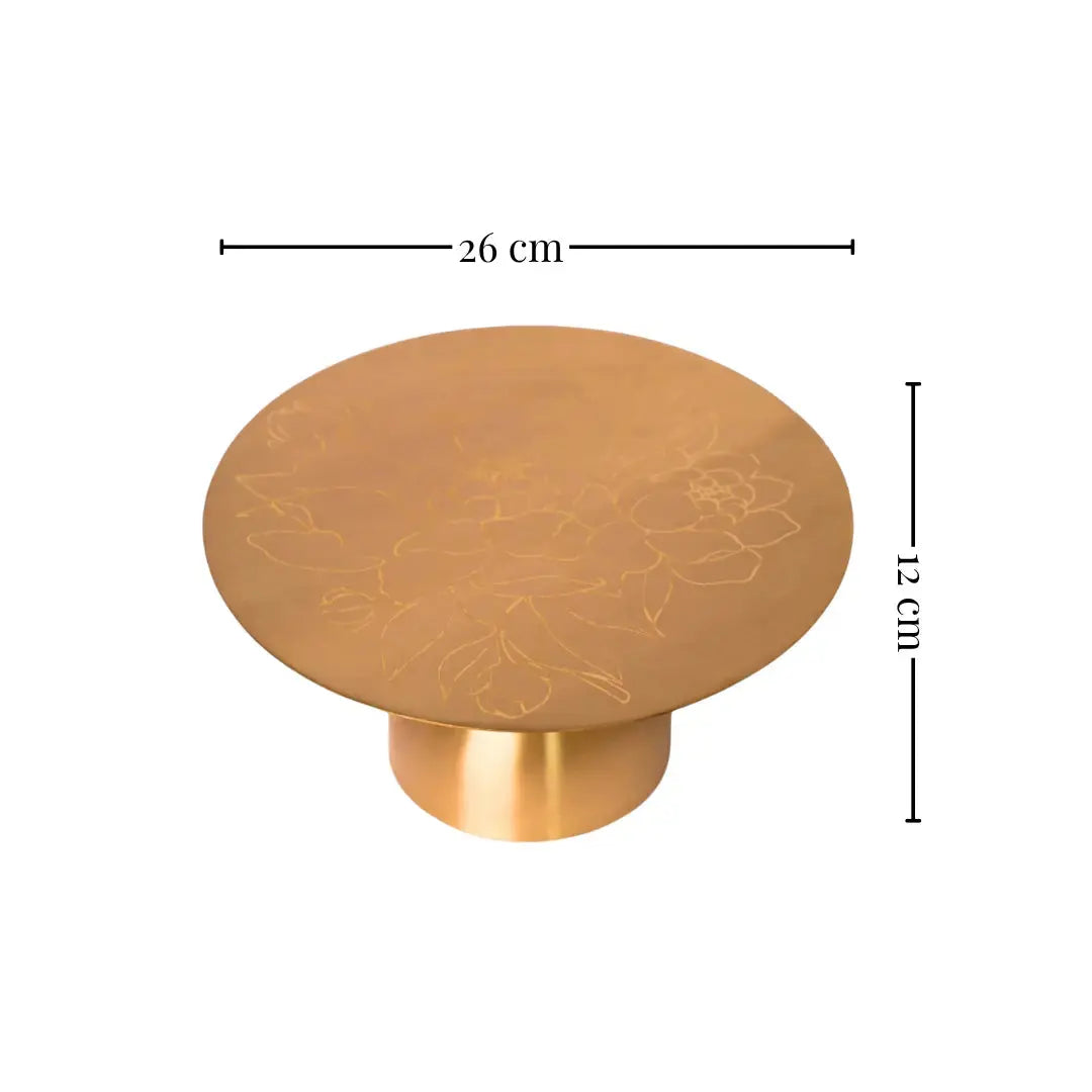 Pure Brass Cake Stand – Laser-Etched Peony Flower Design | Luxury Dessert Stand for Weddings, Festive Hosting & Home Décor The confetti tree