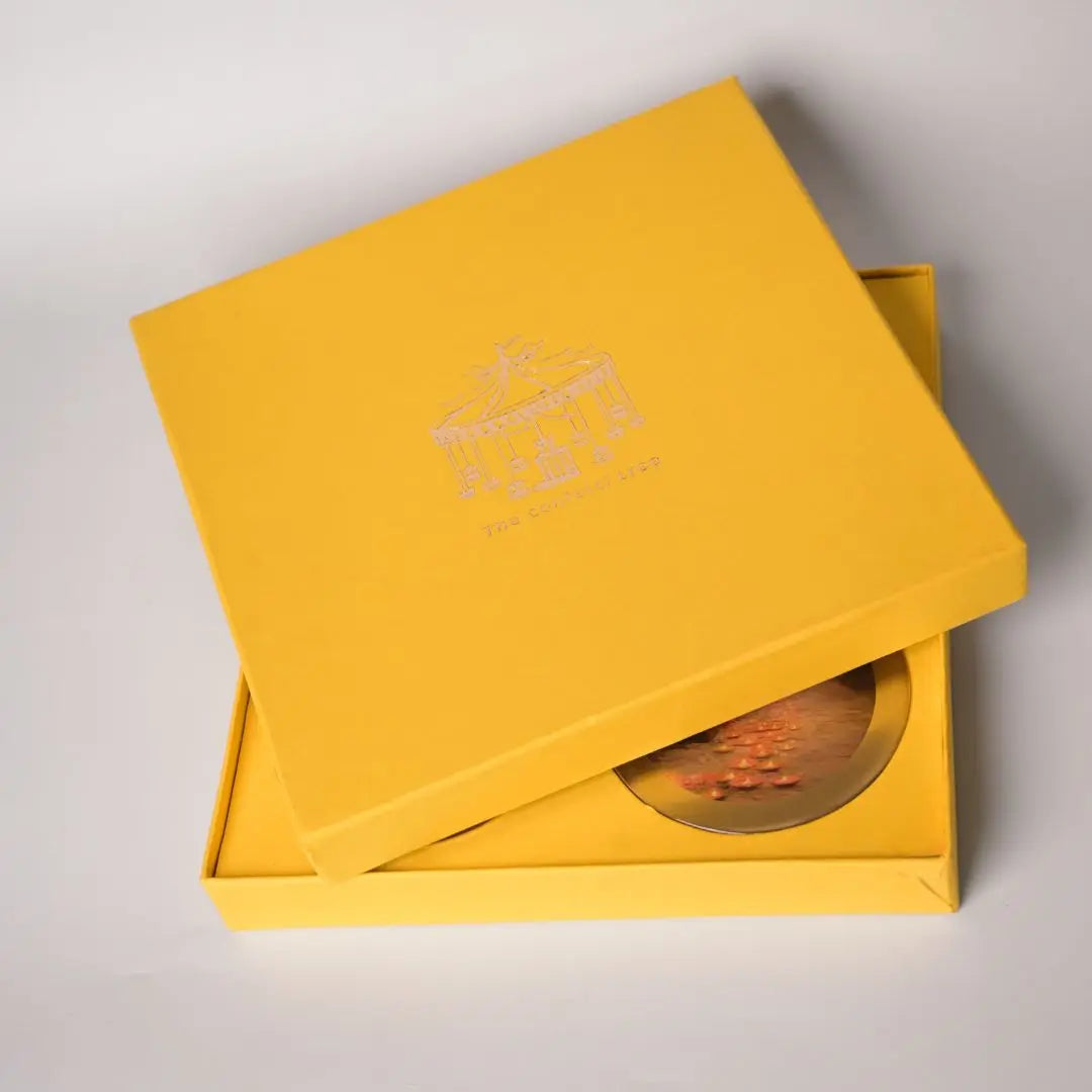 Pure Brass Coasters – Coastal Reverie Art Print (Set of 4) | Luxury Drink Coasters for Home, Bar & Table Décor The confetti tree