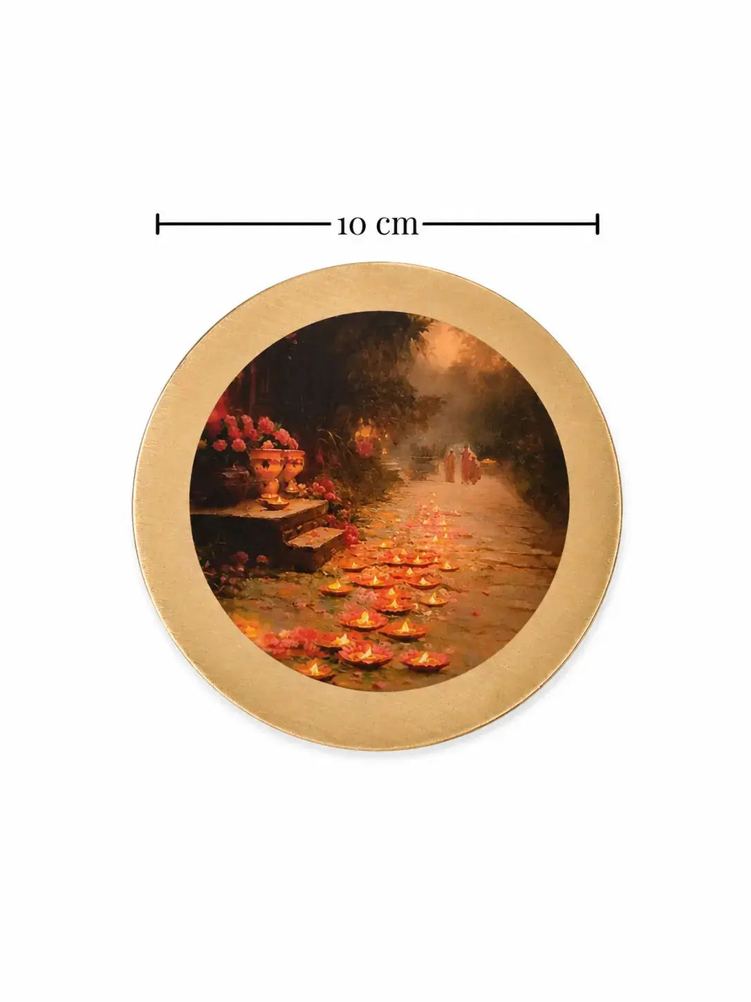 Pure Brass Coasters – Coastal Reverie Art Print (Set of 4) | Luxury Drink Coasters for Home, Bar & Table Décor The confetti tree