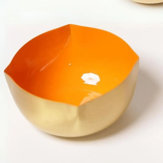 Pure Brass Diya with Orange Enamel – Matte Finish Handcrafted Oil Lamp for Pooja & Festive Décor The confetti tree