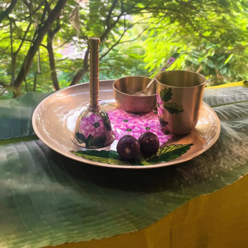 Pure Brass Puja Thali Set | Set of 5 The confetti tree