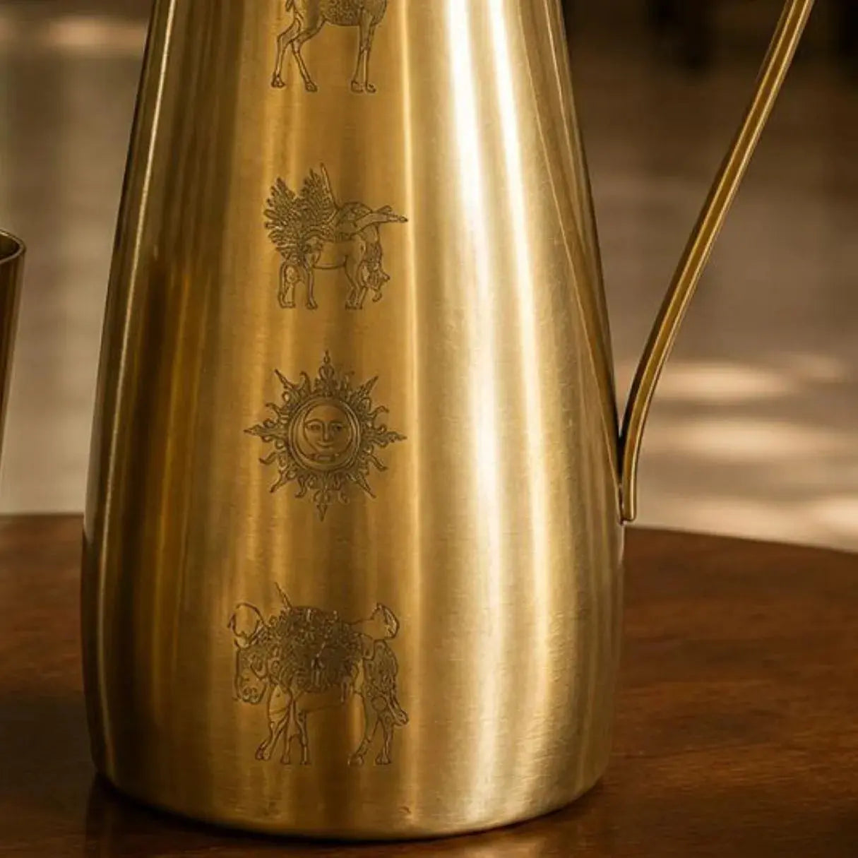 Pure Brass Water Jug with Handle | Handcrafted Brass Pitcher for Water & Beverages | Traditional Indian Serving Jug | Vintage Brass Carafe The confetti tree