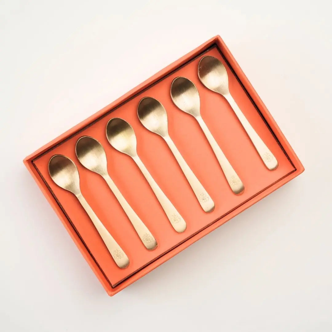 Pure brass dessert spoons | Set of 6 | Peony The confetti tree