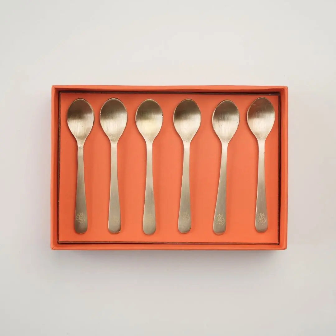Pure brass dessert spoons | Set of 6 | Peony The confetti tree