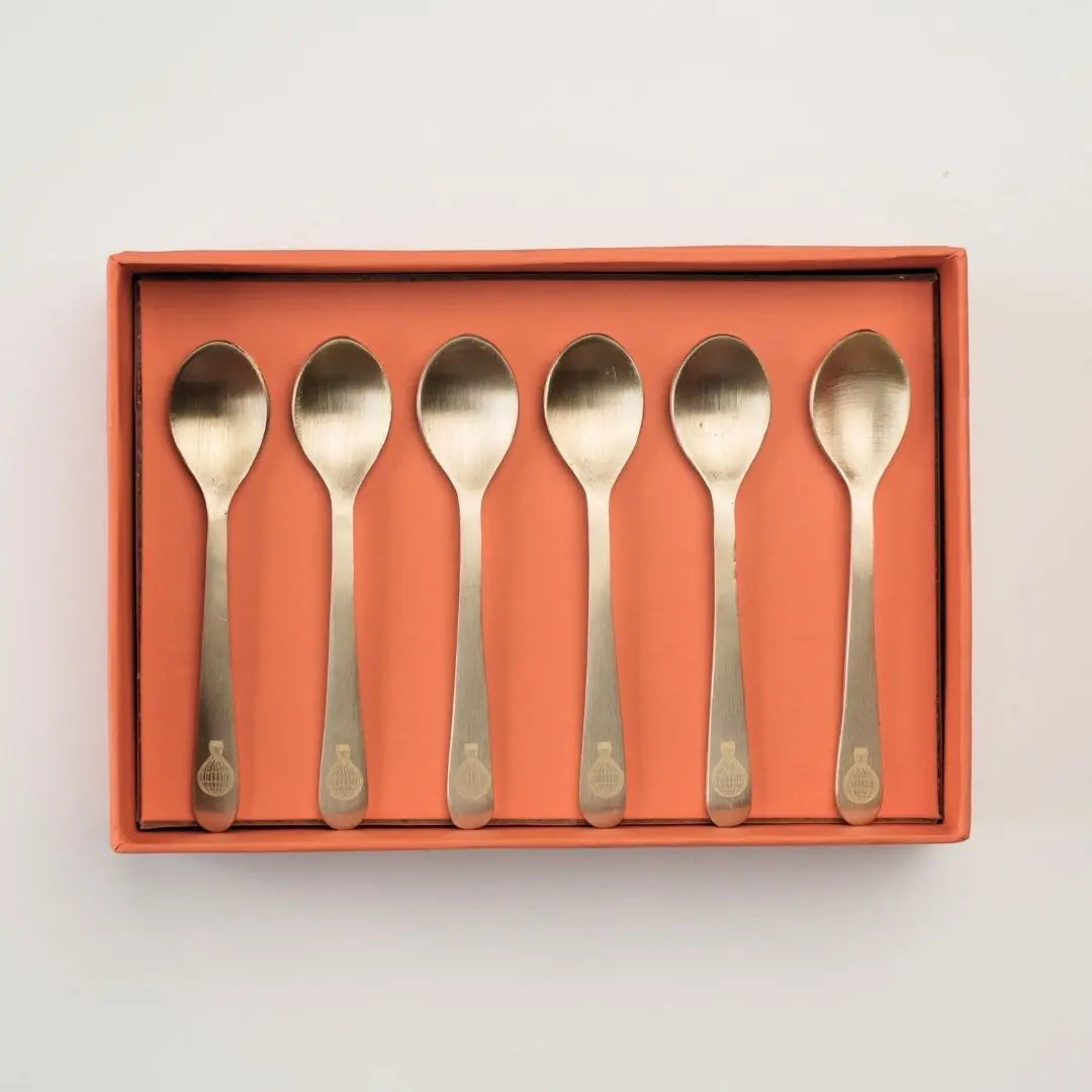 Pure brass dessert spoons | Set of 6 | balloon The confetti tree