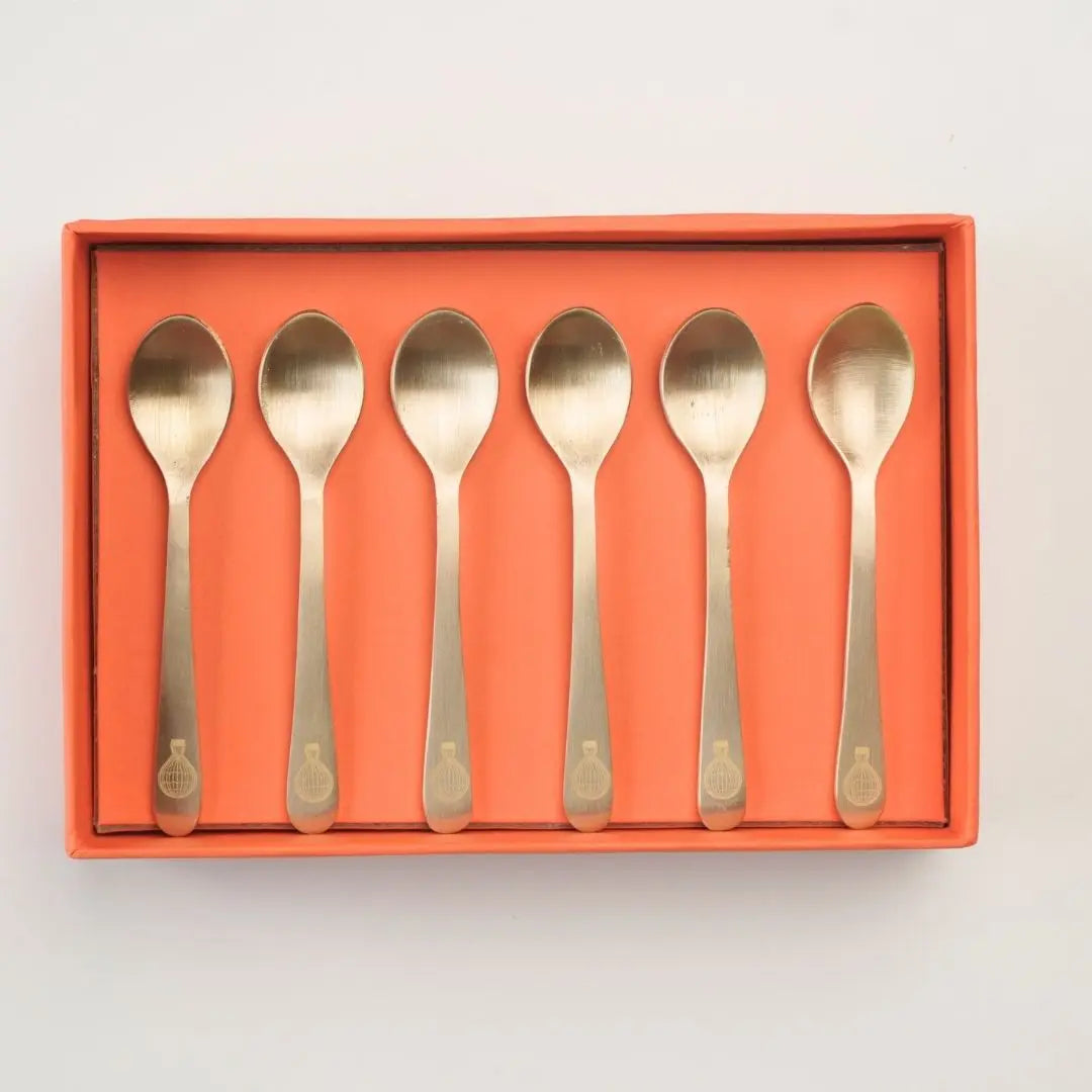 Pure brass dessert spoons | Set of 6 | balloon The confetti tree