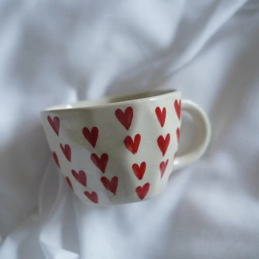 Red Heart Stoneware Cup The confetti Tree